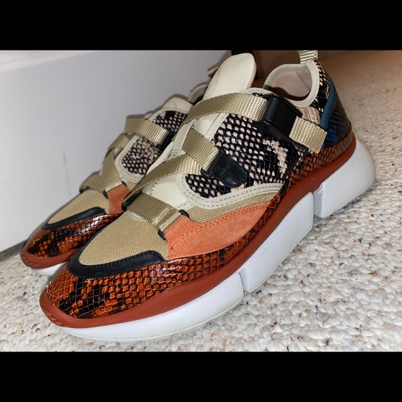 Chloé- authentic designer Sonnie Snakeskin Sneakers multicolored - Picture 3 of 12